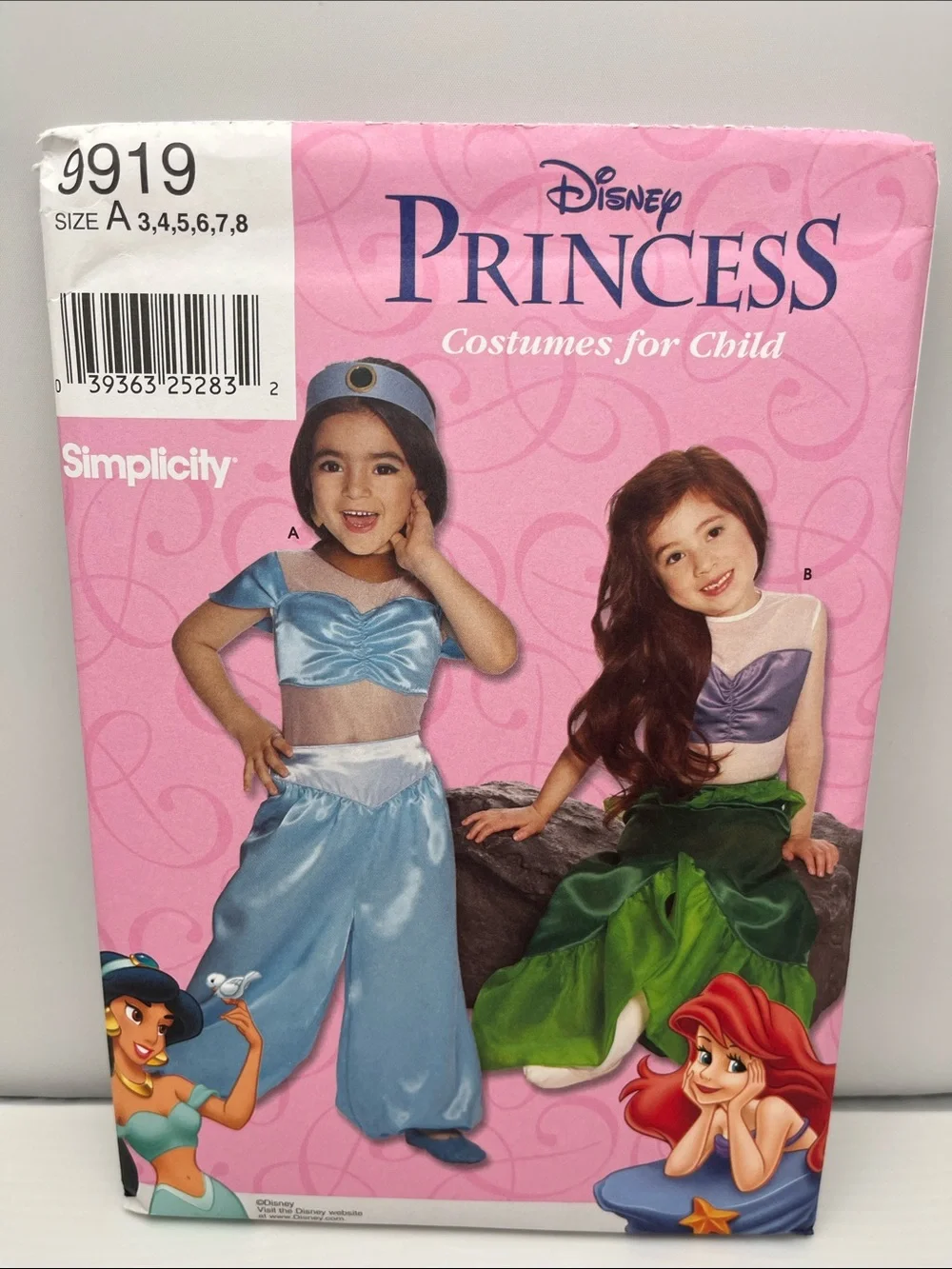 Simplicity Disney Princess Kids Costume Pattern - Pink, Blue, Green, Purple